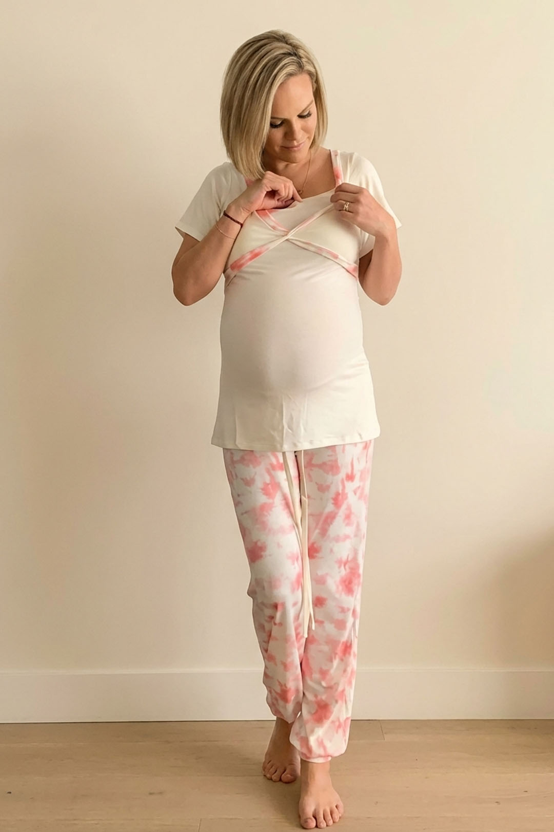 Pijama Maternal Cruzada Manga Corta: Dual-Skin - Coleccion 11