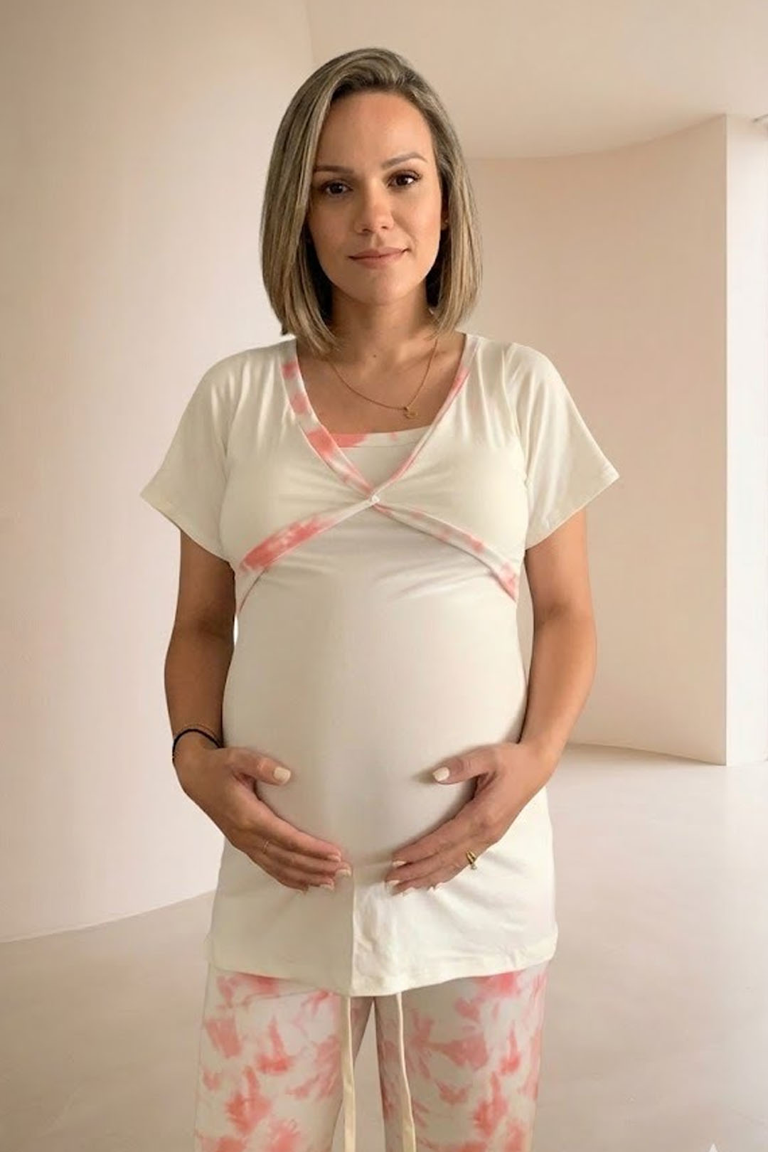 Pijama Maternal Cruzada Manga Corta: Dual-Skin - Coleccion 13