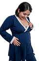 Pijama Maternal  Modelo Victoria, MangaLarga, Algodon, Sistema Lactancia, Azul - Miniatura 3