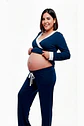 Pijama Maternal  Modelo Victoria, MangaLarga, Algodon, Sistema Lactancia, Azul - Miniatura 5