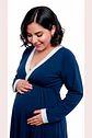 Pijama Maternal  Modelo Victoria, MangaLarga, Algodon, Sistema Lactancia, Azul - Miniatura 12