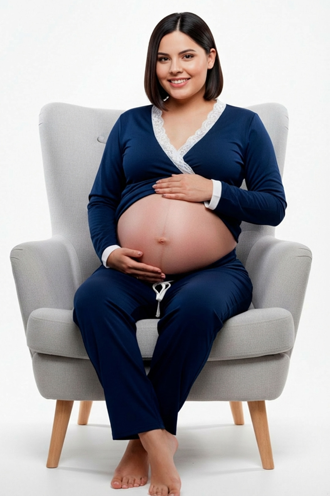 Pijama Maternal Victoria Manga Larga: Confort Térmico & Sistema Dual - Coleccion 47