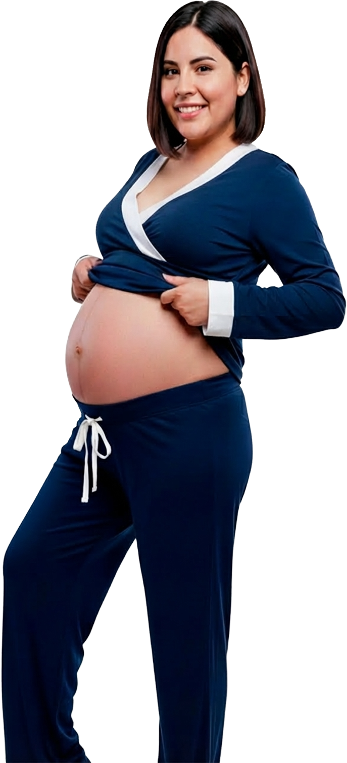 Pijama Maternal Victoria Manga Larga: Confort Térmico & Sistema Dual - Coleccion 48