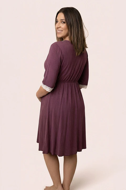 Camisón Maternal Serie Balance 3/4 (Morado)