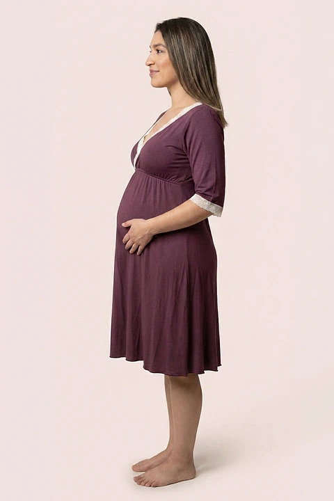 Camisón Maternal Serie Balance 3/4 (Morado)