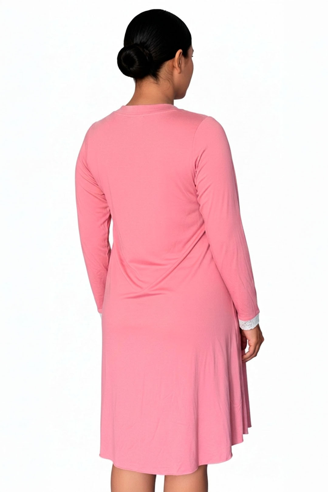 Camisón Maternal Victoria: MangaLarga & Sistema de Lactancia (PaloRosa) 6