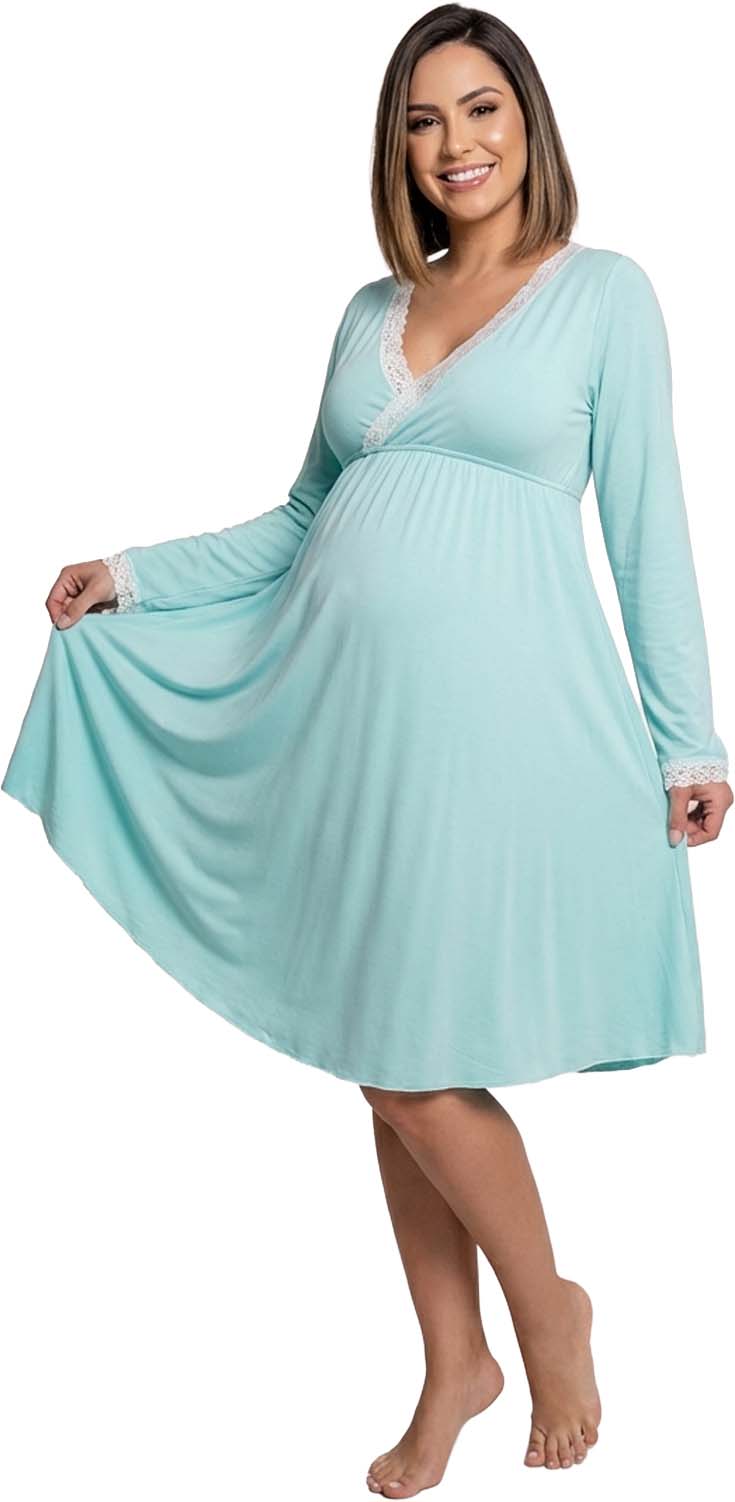 Camisón Maternal Victoria: Manga Larga & Sistema de Lactancia (Coleccion) 36