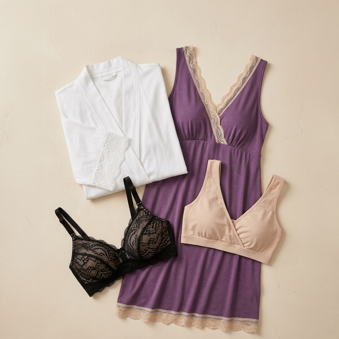 Pack Clínica1B (Bata, Camisón Maternal MangaCero, Sostenes Julieta y Top) 1
