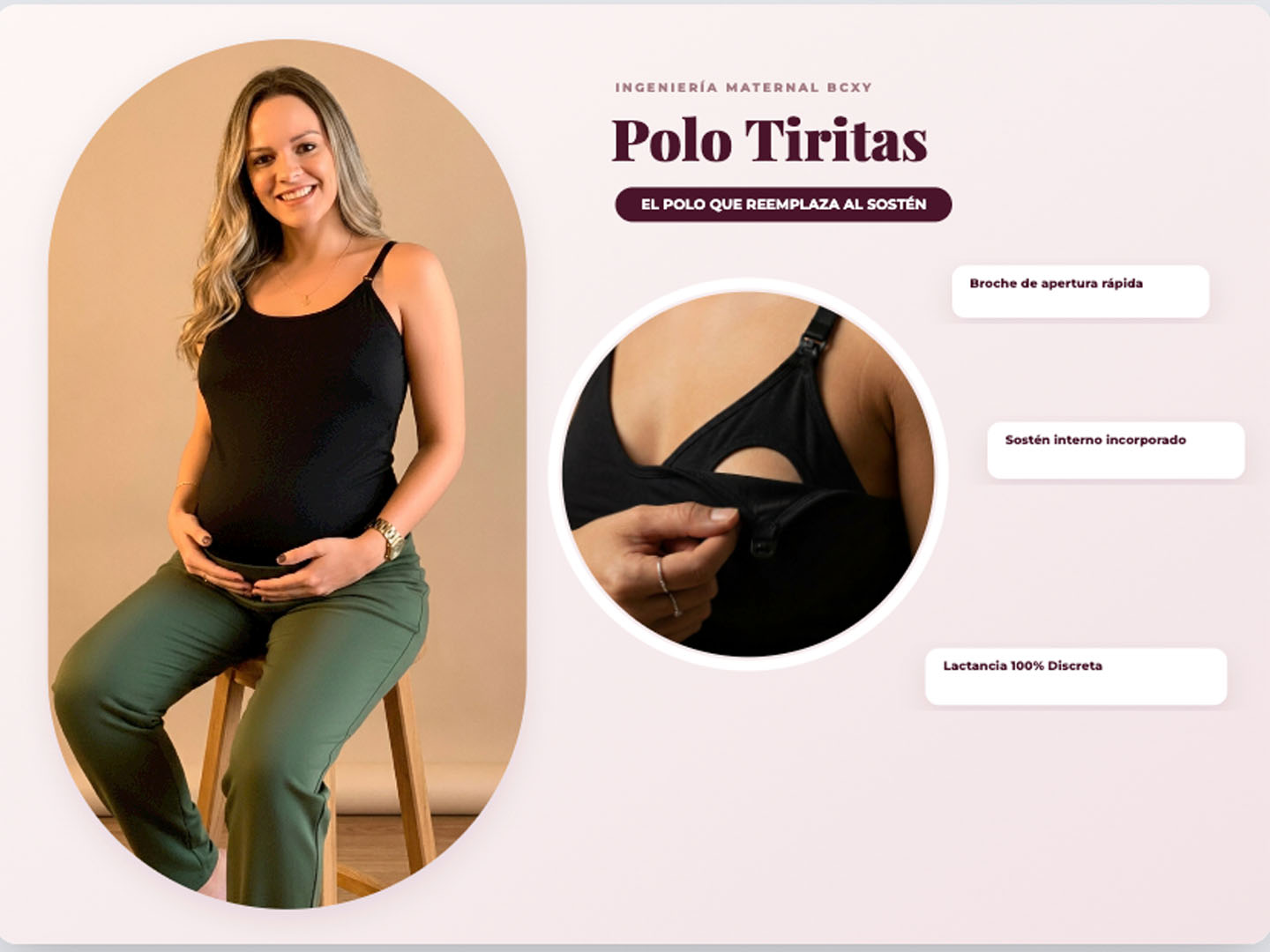 Polo Tiritas: Soporte & Lactancia & Casual - (Negro) 4