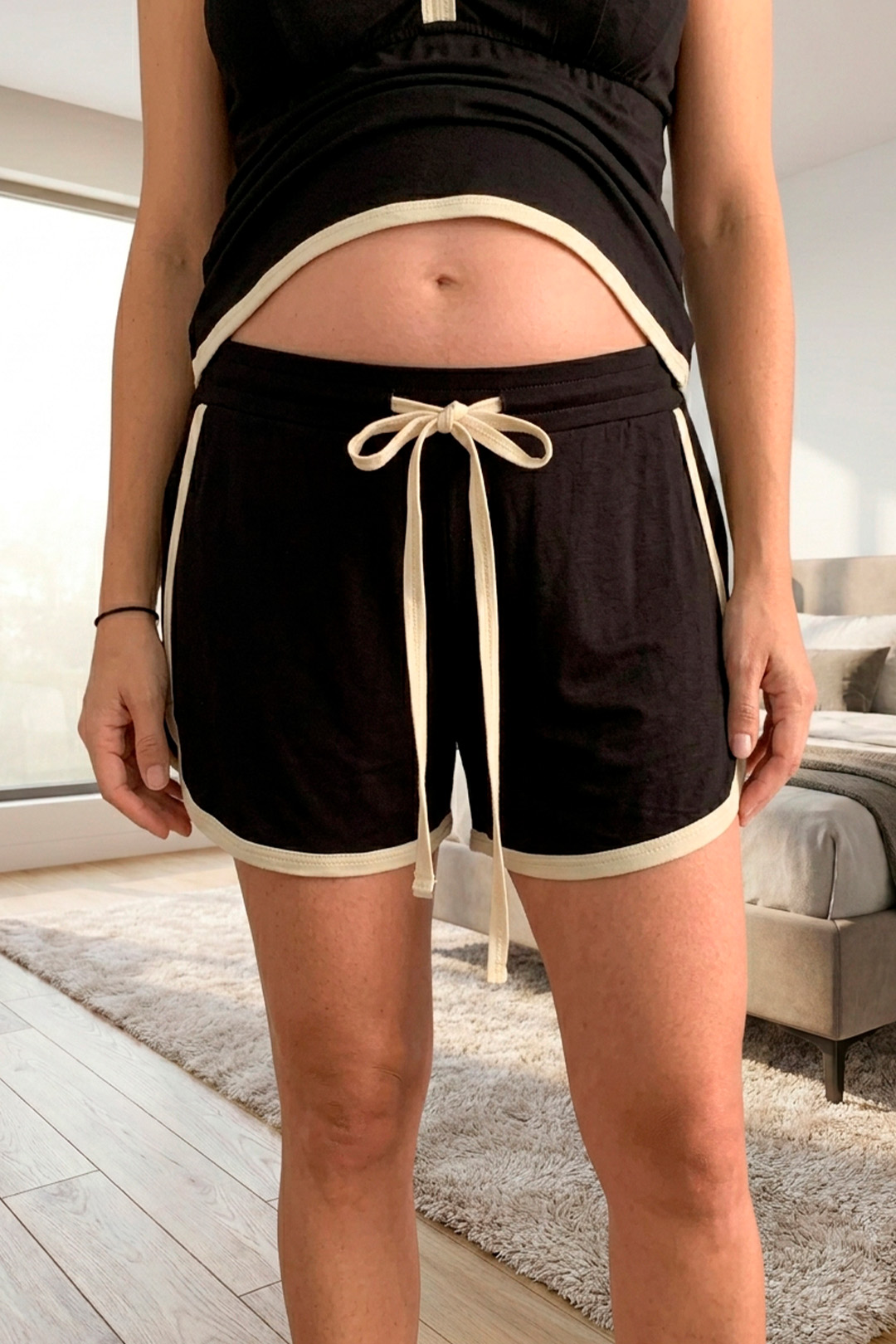 Pijama Maternal Brisa 2 en 1 (Short y Tiritas) Negro 7