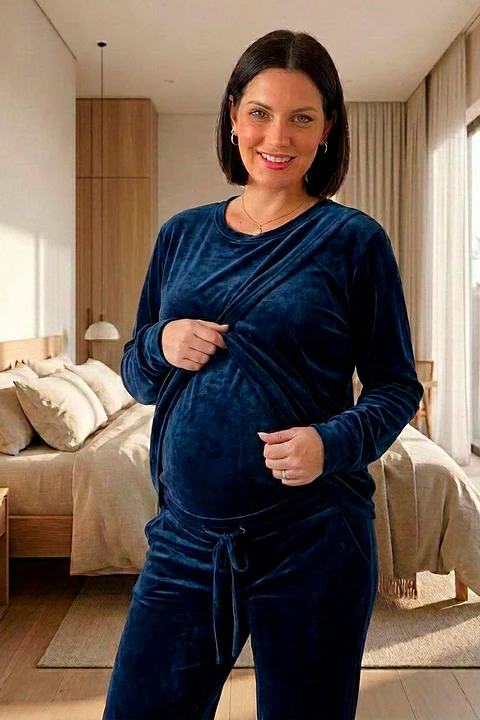 Buzo Maternal Plush Serie Aura (Azul)
