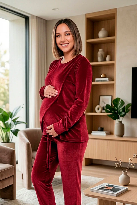 Buzo Maternal Plush Serie Aura (Guinda)
