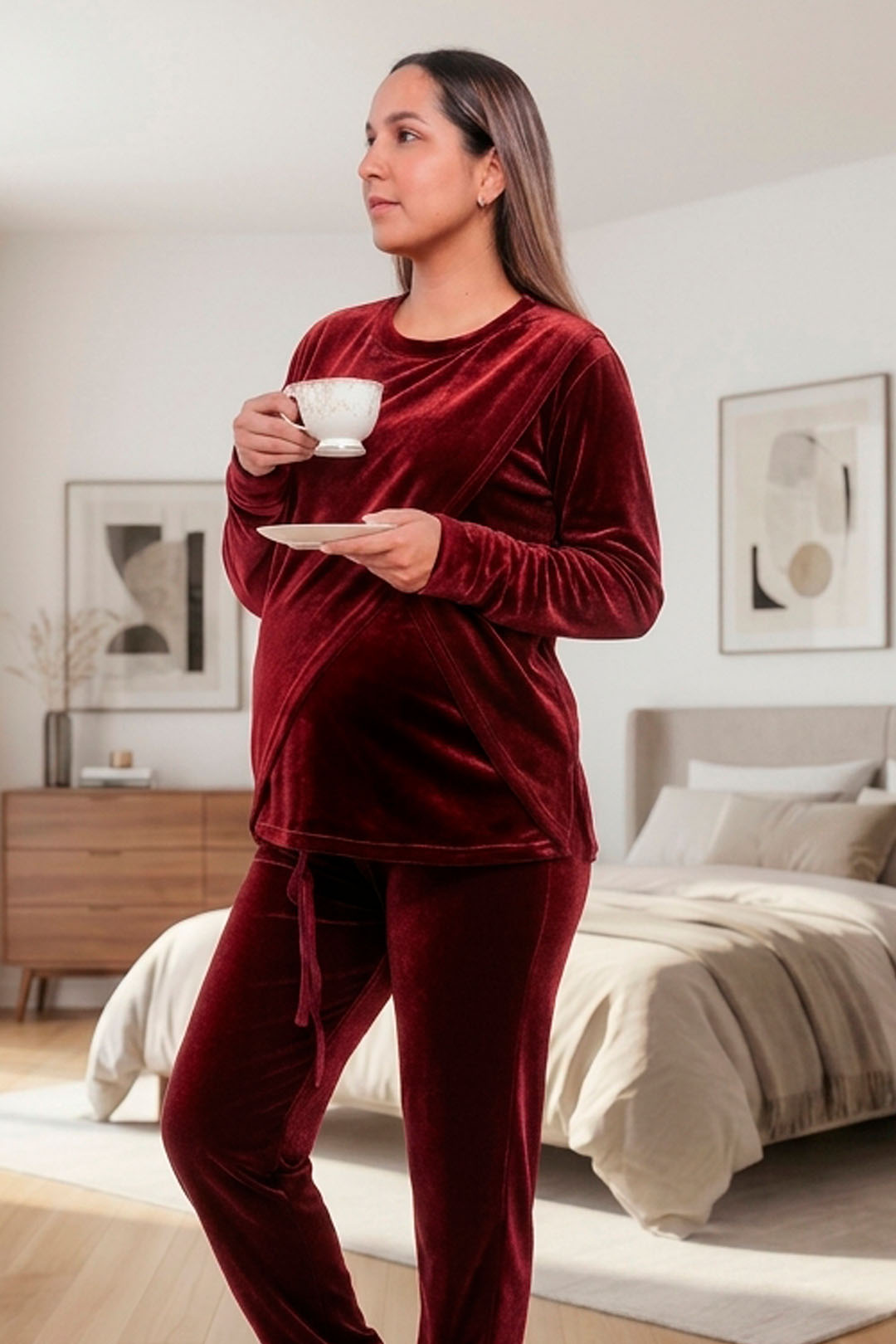 Buzo Maternal Plush Serie Aura (Guinda) 11