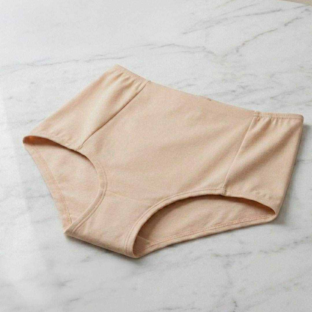 Calzón Maternal CorteAlto, Algodon Postparto Sin Elasticos, Beige 8