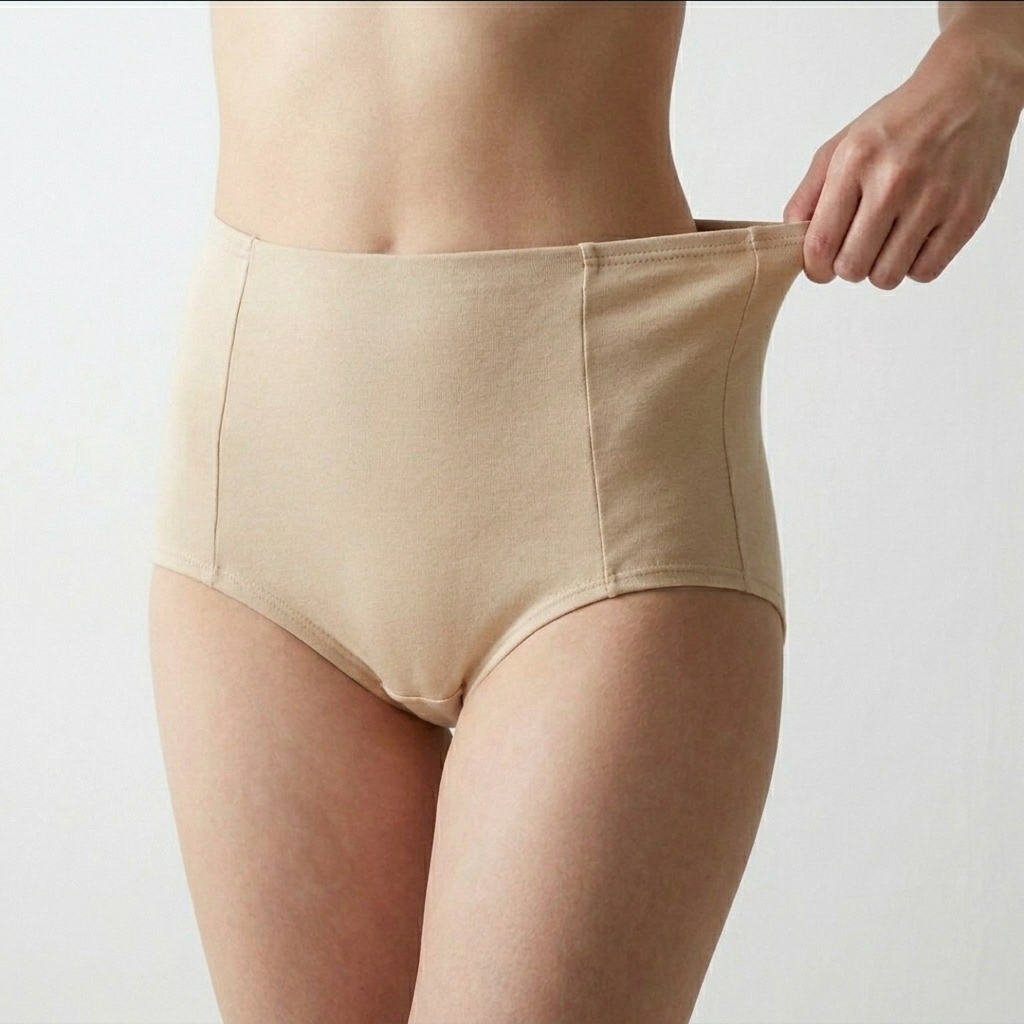 Calzón Maternal CorteAlto, Algodon Postparto Sin Elasticos, Beige 4