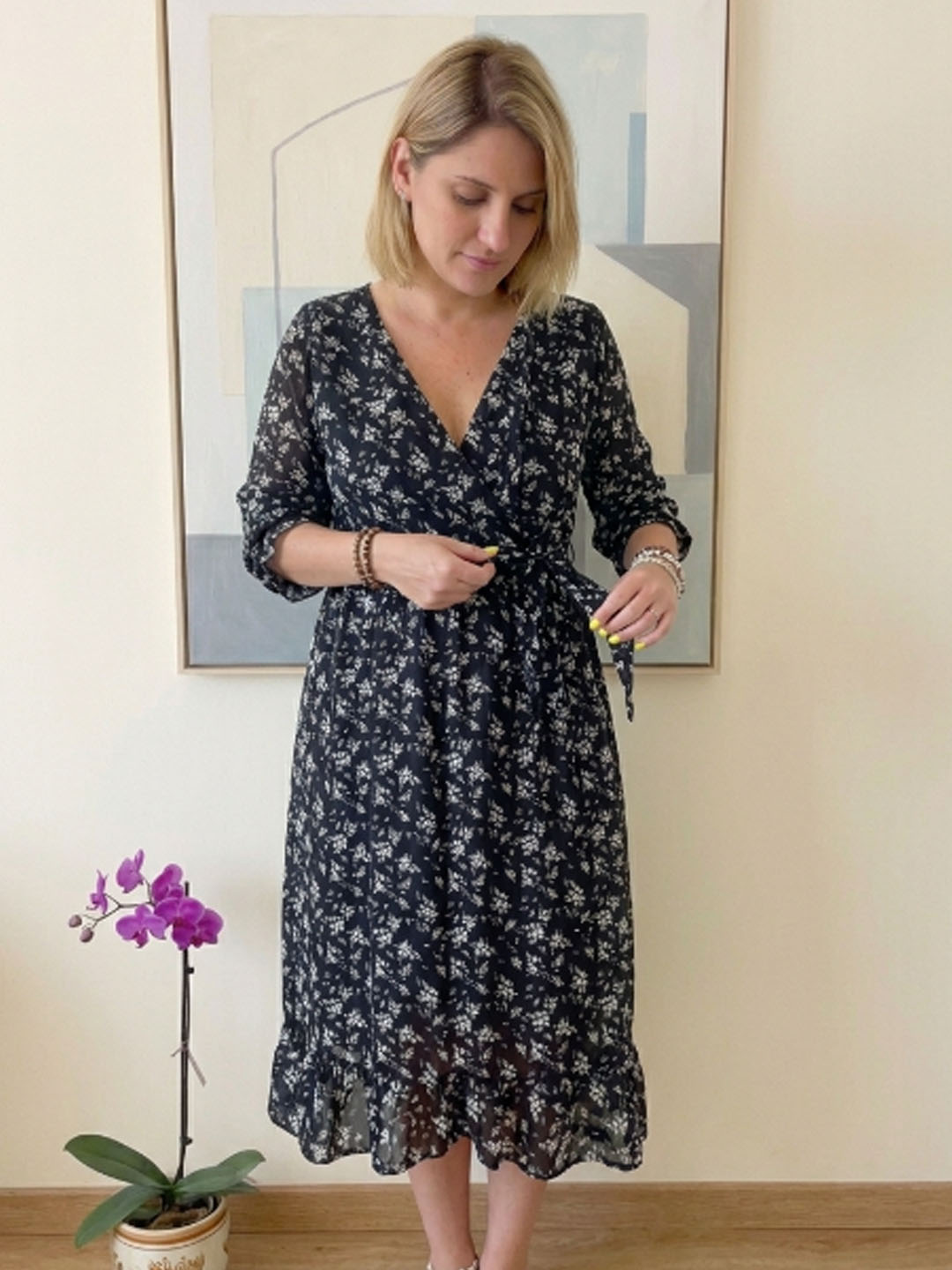 Vestido Maternal Lazo Estructural - Azul Floreado 8