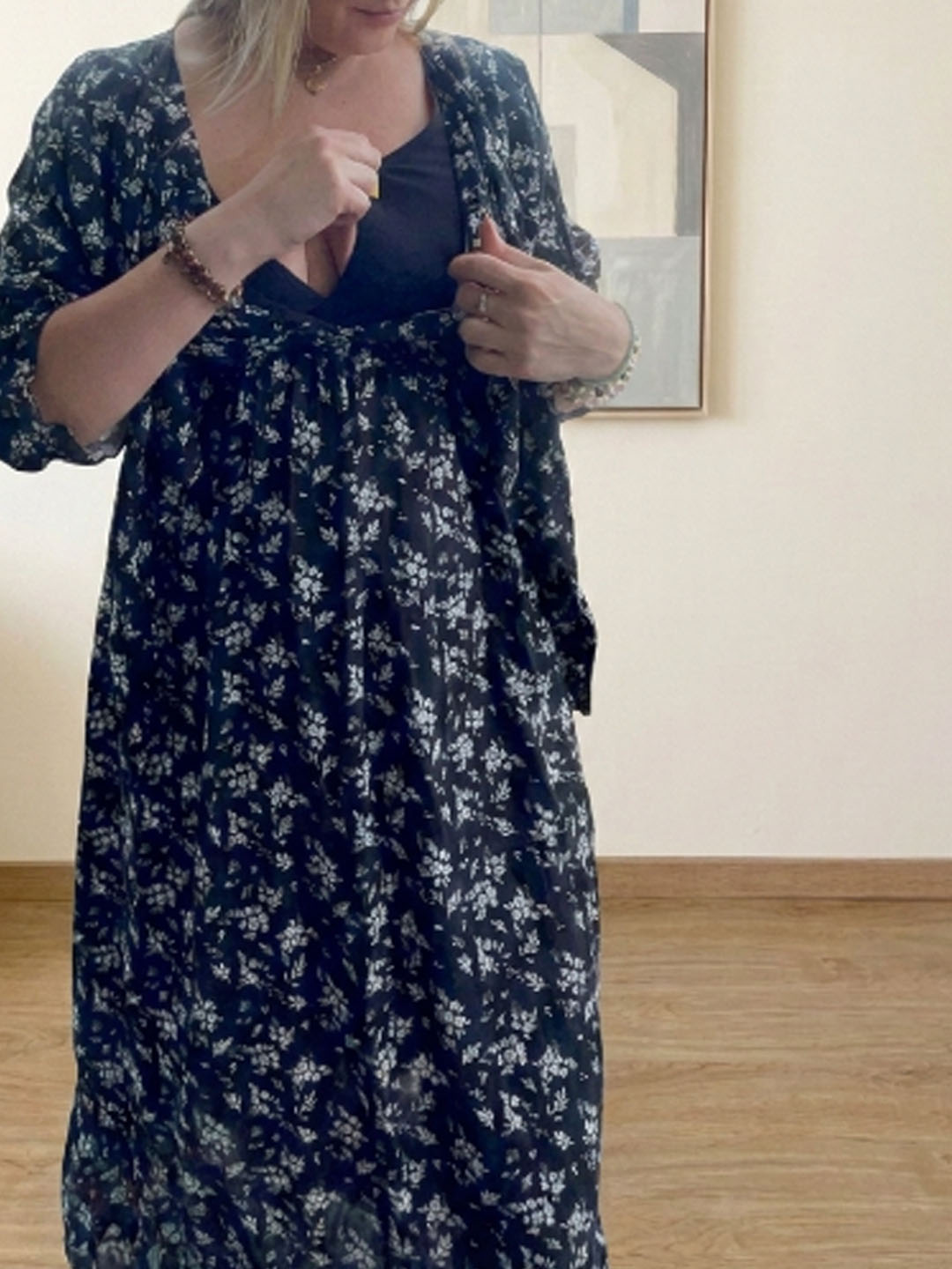 Vestido Maternal Lazo Estructural - Azul Floreado 9