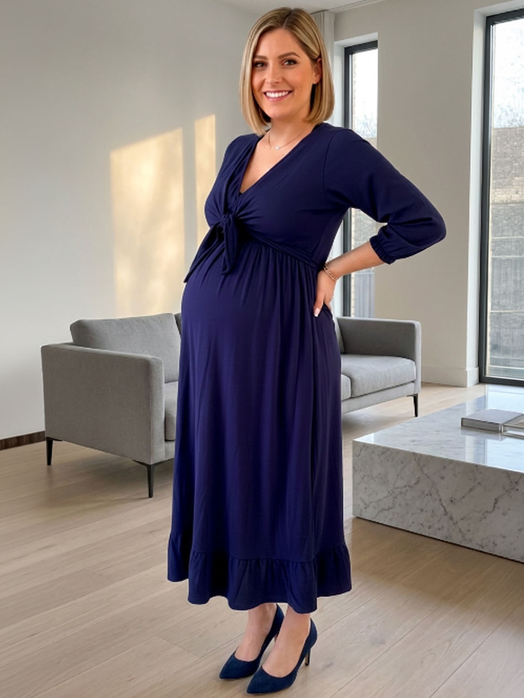 Vestido Maternal Lazo Estructural - Azul 1