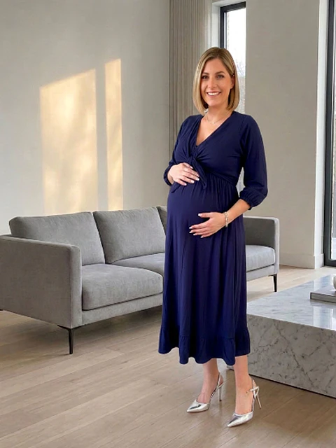 Vestido Maternal Lazo Estructural - Azul