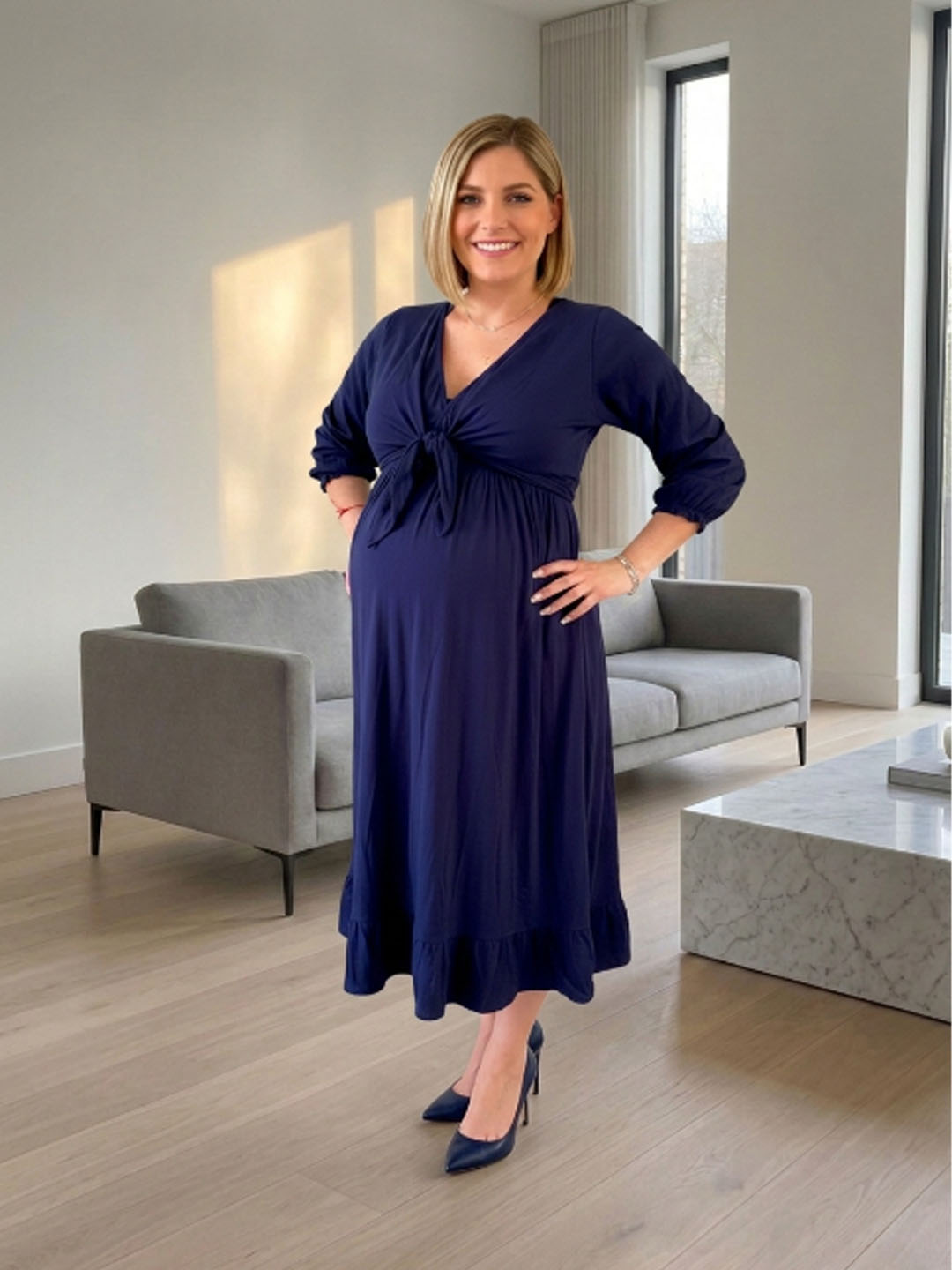 Vestido Maternal Lazo Estructural - Azul 3