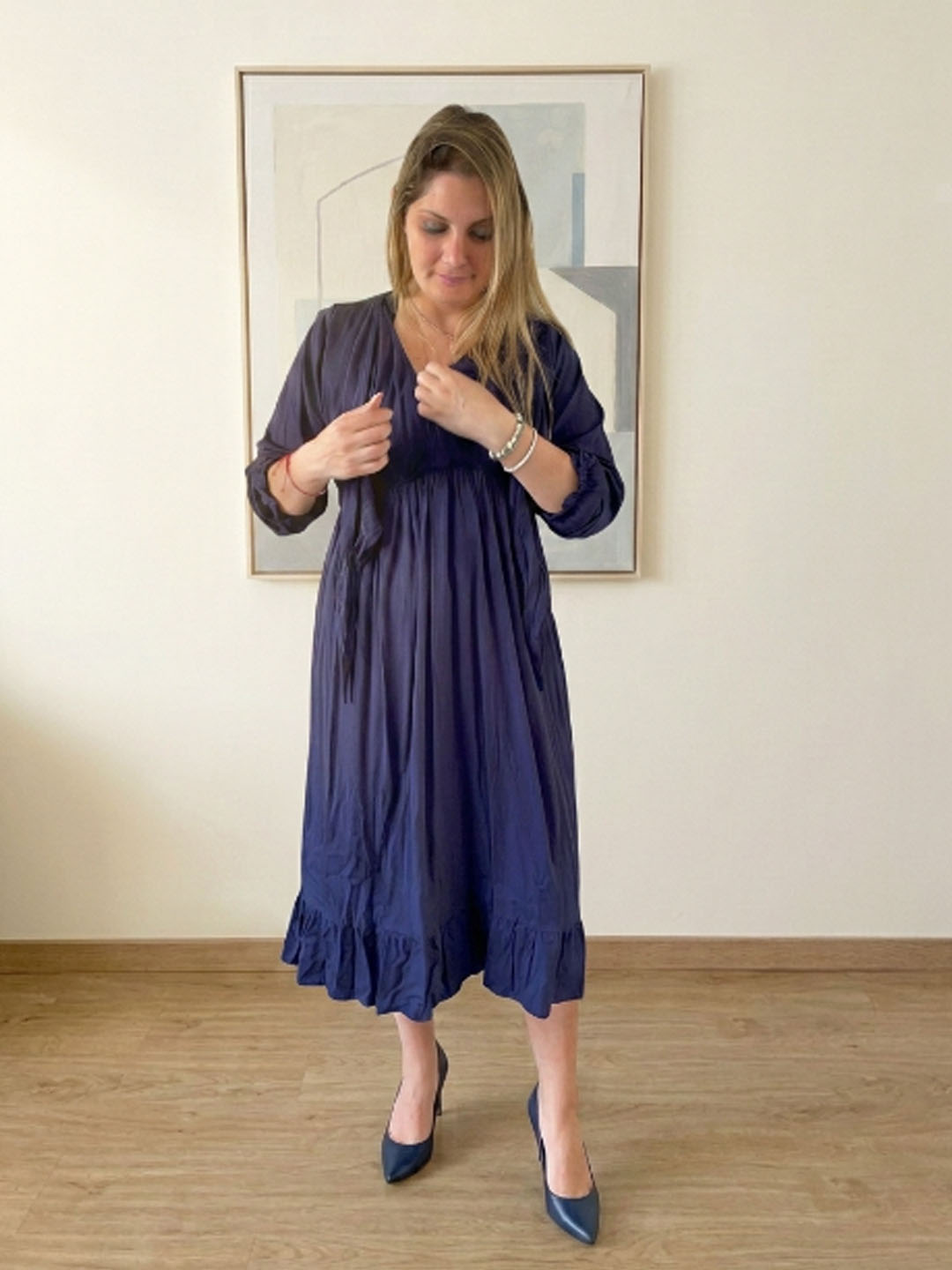 Vestido Maternal Lazo Estructural - Azul 8