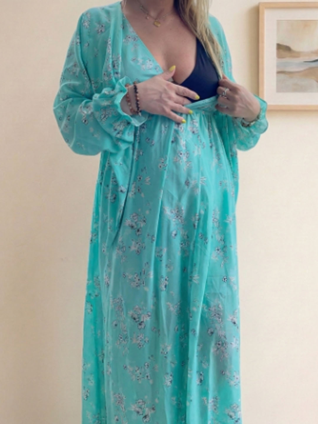 Vestido Maternal Lazo Estructural - Verde Agua 11