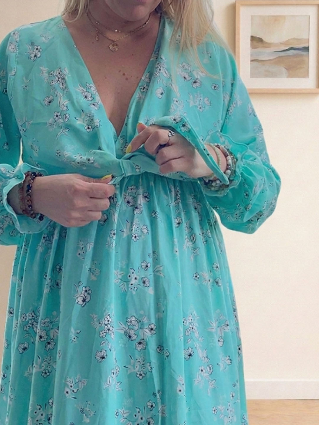 Vestido Maternal Lazo Estructural - Verde Agua 12