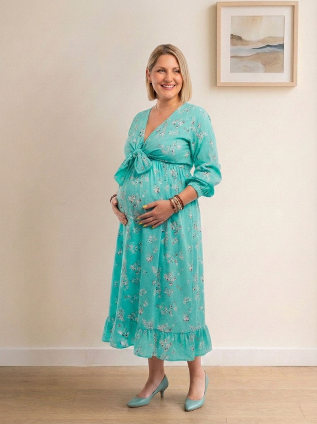 Vestido Maternal Lazo Estructural - Verde Agua 6