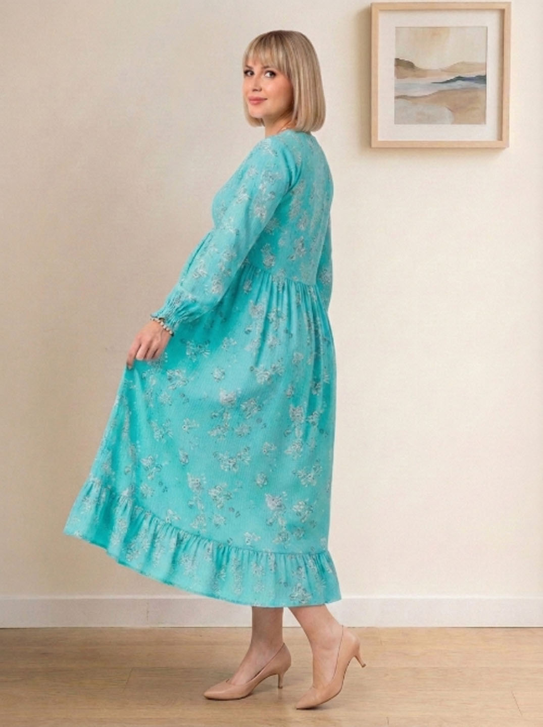 Vestido Maternal Lazo Estructural - Verde Agua 8