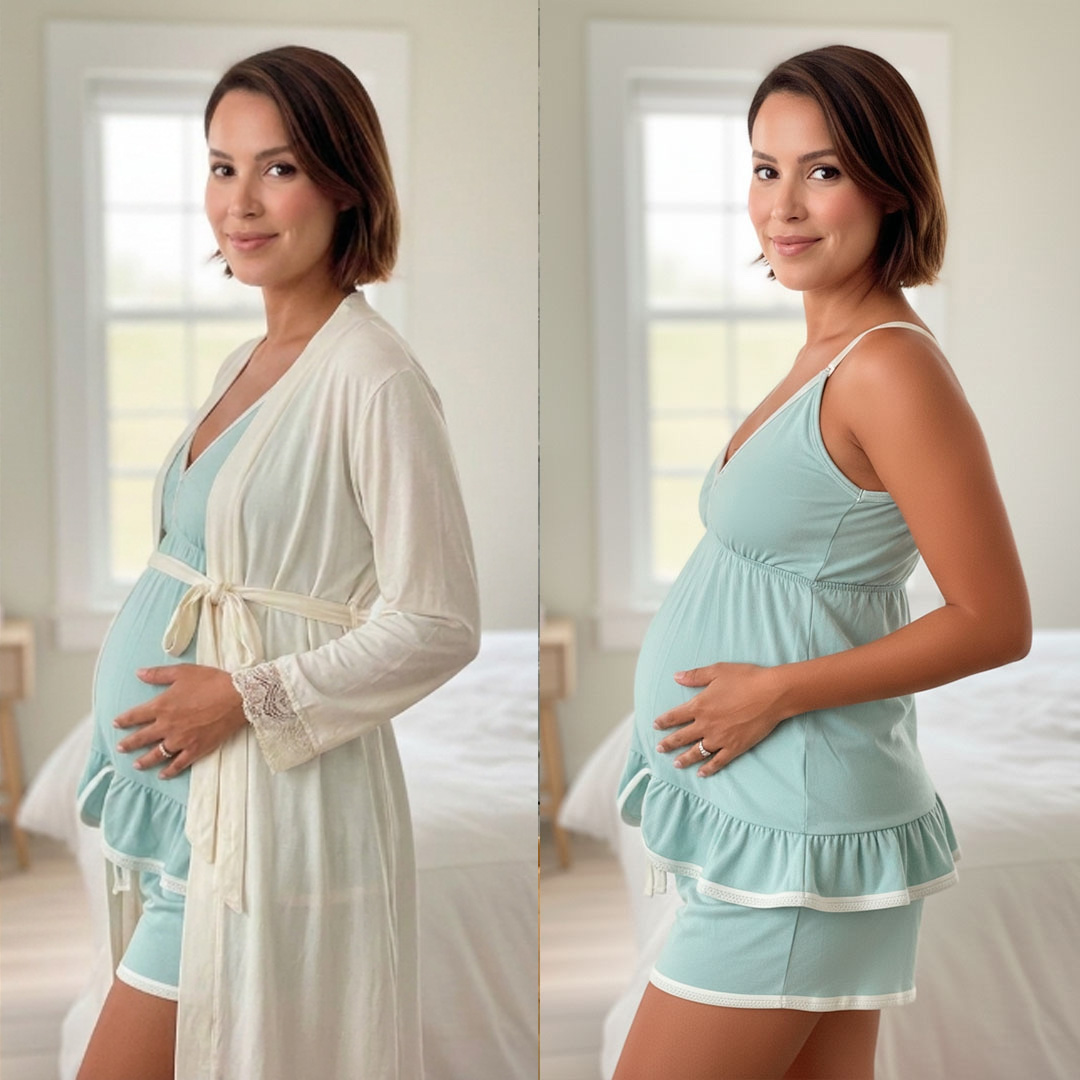 Pack Bata, Pijama Maternal Short Polo Tirita 6