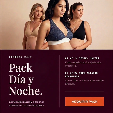 Pack Sostén Maternal Halter y 2 Sostenes Top Uso Nocturno