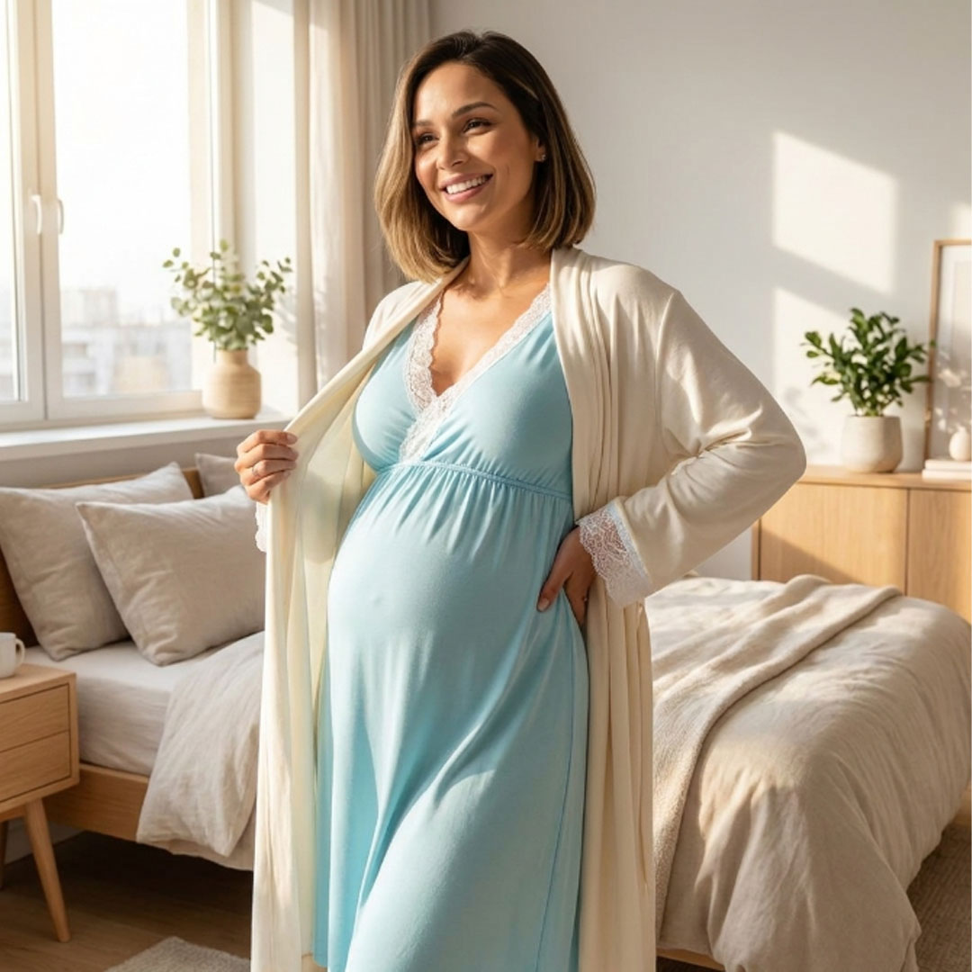 Pack Bata, Camisón Maternal MangaLarga 5