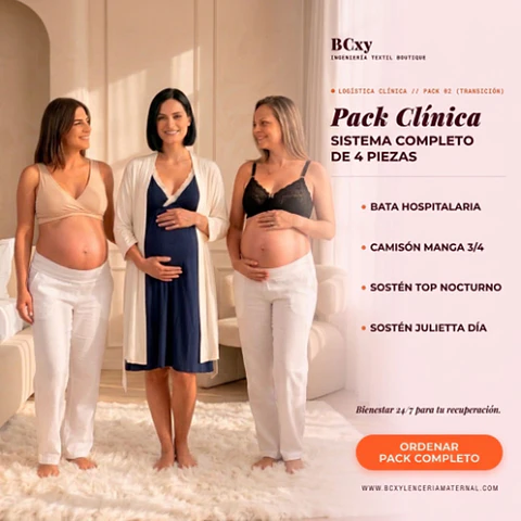 Pack Clinica 2B  (Bata, Camison TresCuarto, Sosten Julietta y Top)