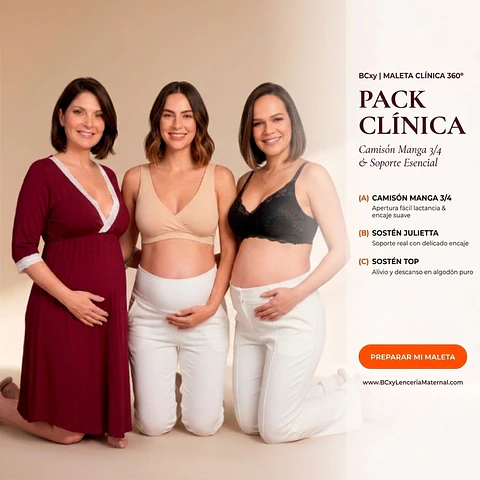 Pack Esencial Clínica 2: Camisón Manga 3/4 & Sostenes (Julietta & Top)