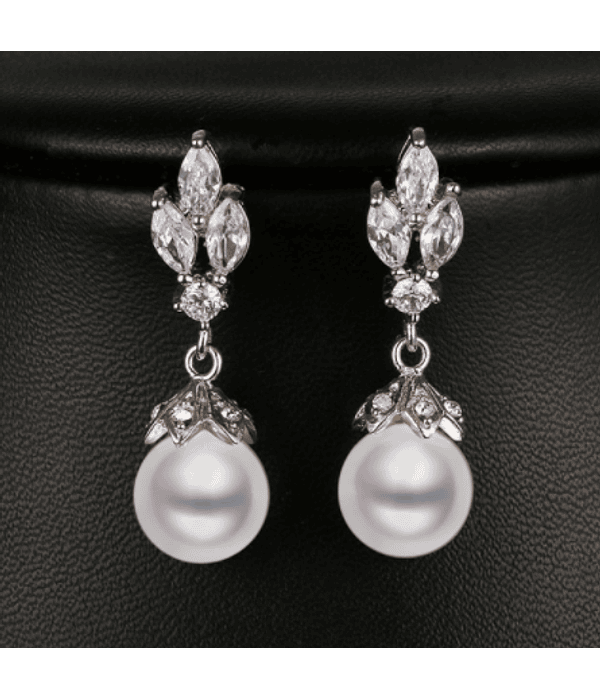 Aros cristales con perla 