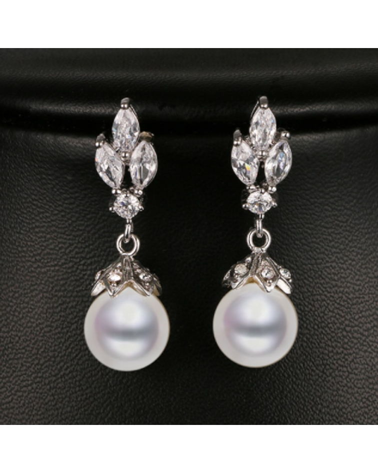 Aros cristales con perla 