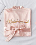 Bata satin bordada Bridesmaid Rosada