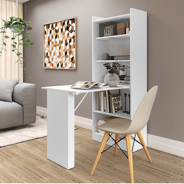 Armario Practic Con Mesa Retractil Blanco