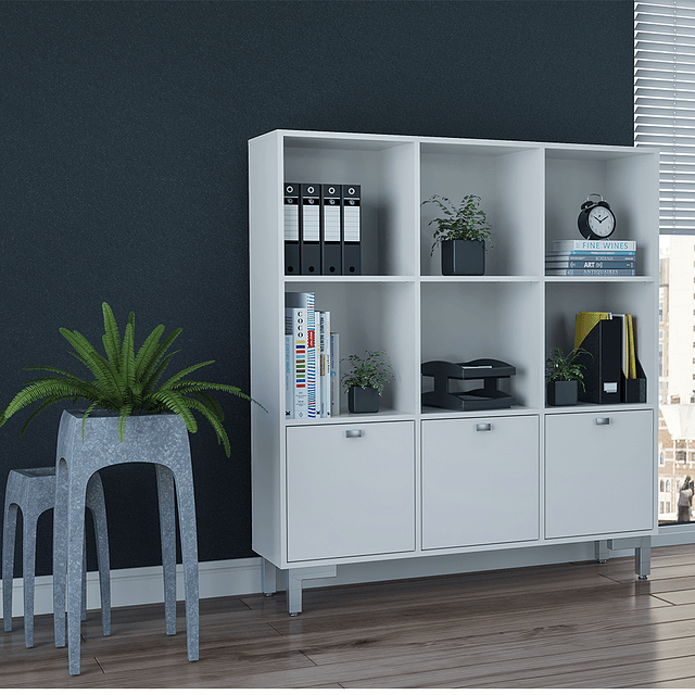 Biblioteca Practic 3 Puertas Blanco