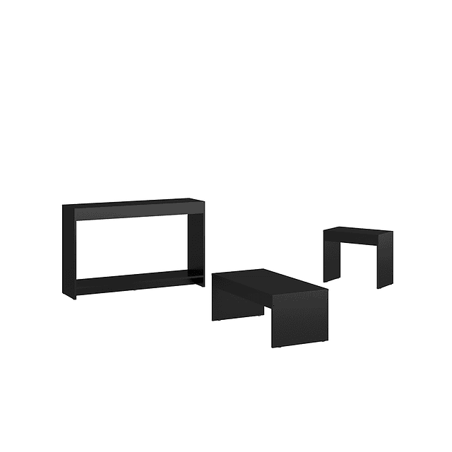 Combo Mesa Munich (mesa lateral+auxiliar+de centro) Negro