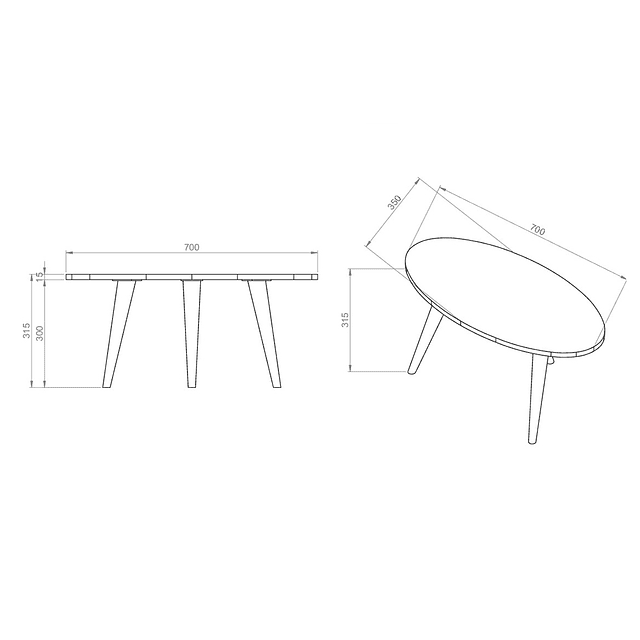 Mesa De Centro Oval 1007 Retro Blanca