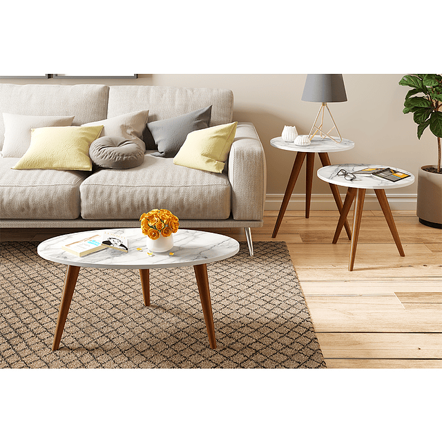 Mesa De Centro Oval 1007 Retro Blanca