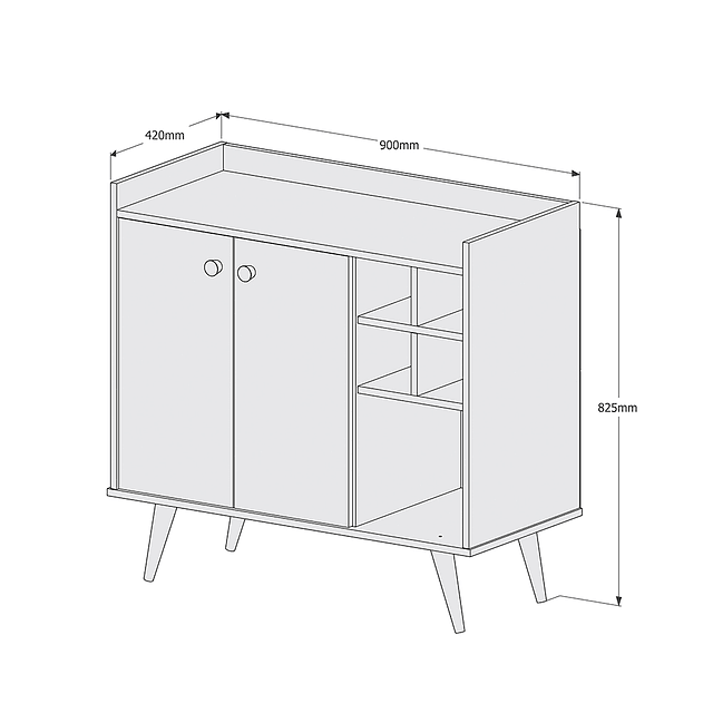 Arrimo Bar 2 Puertas Caramelo Perla 