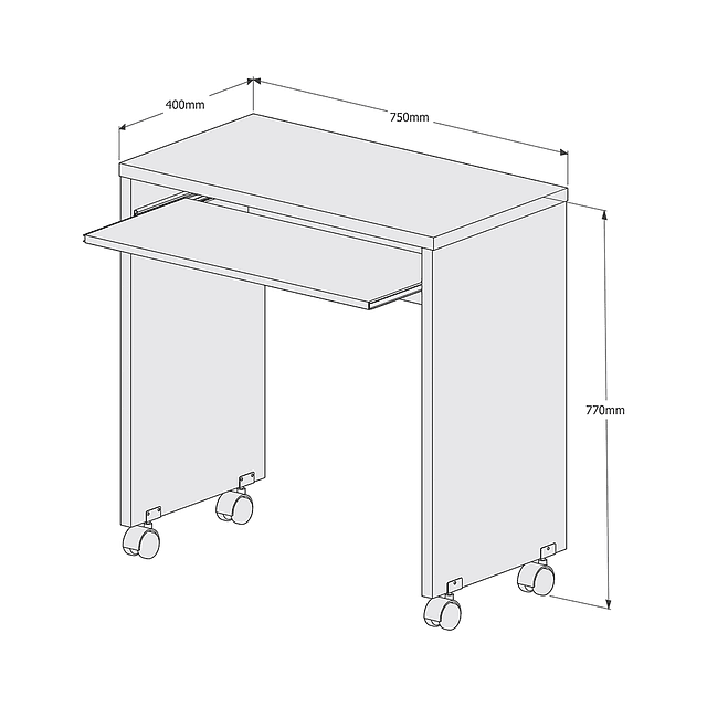 Escritorio Con Ruedas Be Blanco