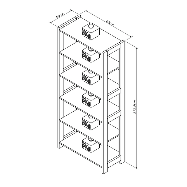 Estante Con 5 Repisas Urban Beige