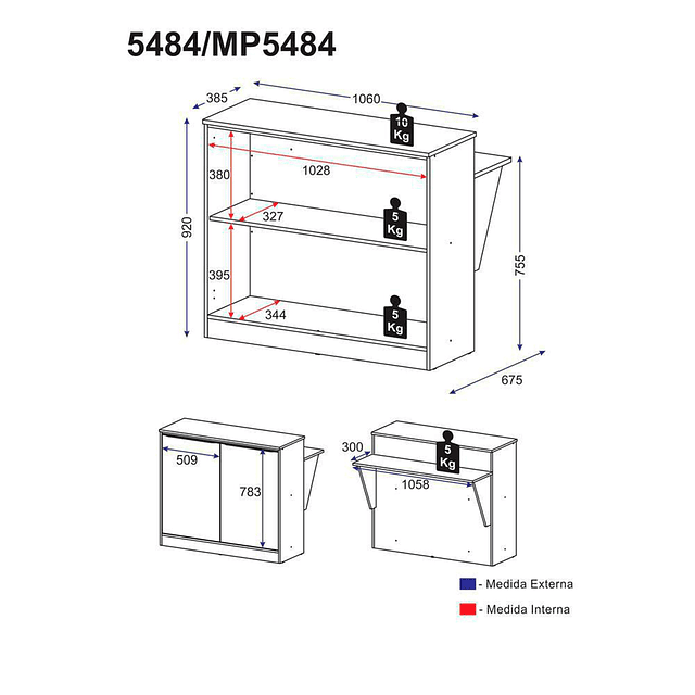 Isla Comedor Dos Puertas Blanco Smart