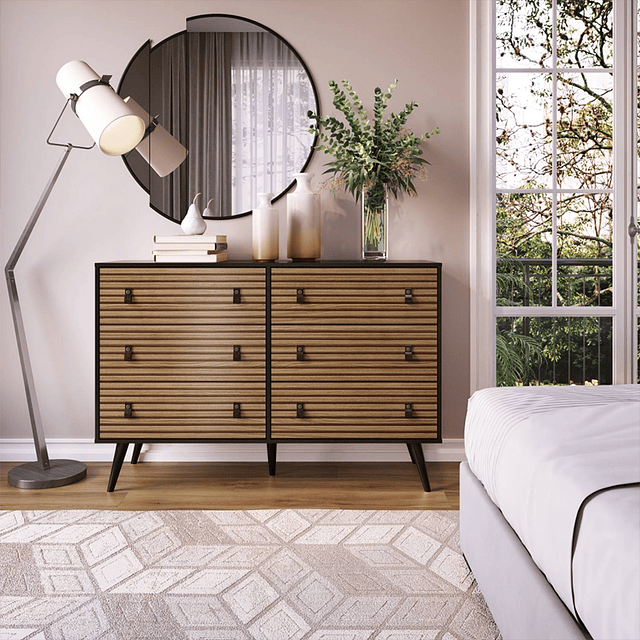 Cómoda Amber 6 Cajones Negro/Brise