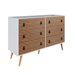 Cómoda Amber 6 Cajones Blanca/Brise - Preventa 20 de Marzo