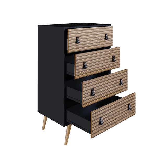 Cómoda Amber 4 Cajones Negro/Brise