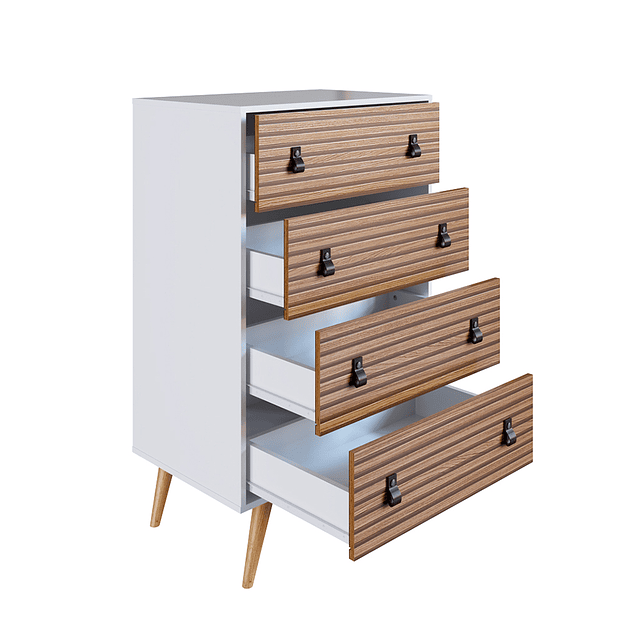 Cómoda Amber 4 Cajones Blanca/Brise